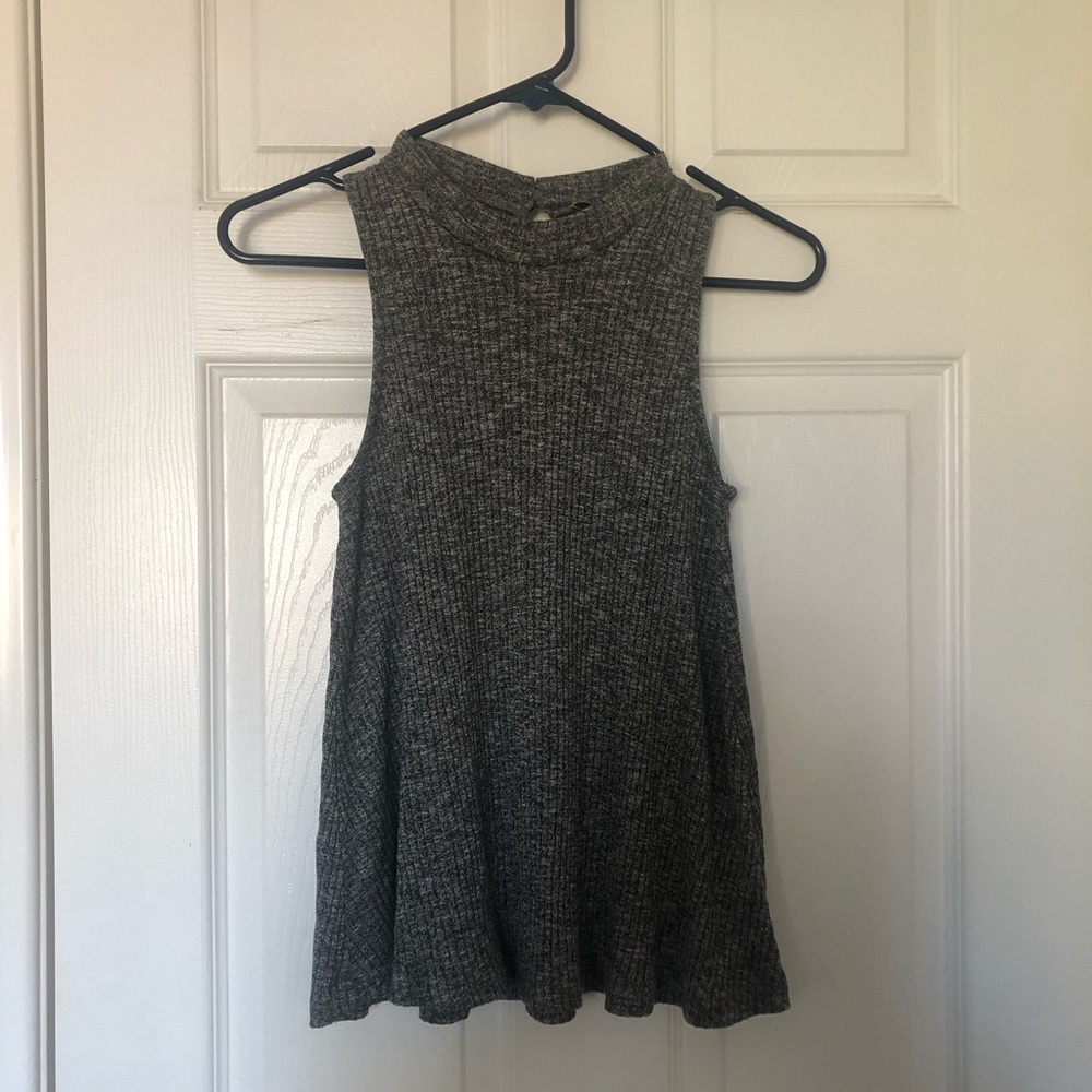 Grey Mock Neck Top